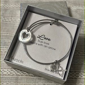 Stainless Steel LOVE ❤️ True Love begins with an arrow Bracelet